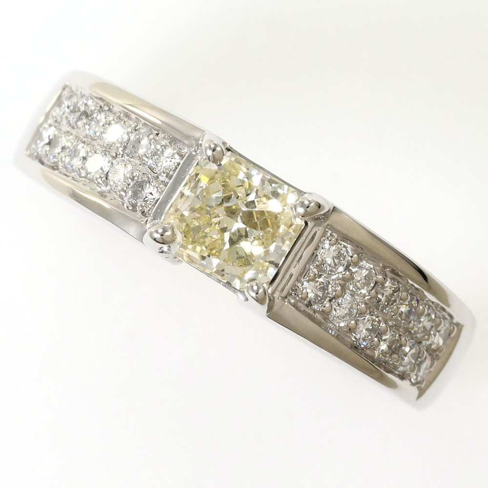 PT900 Platinum Ring, 1 Yellow Diamond 0.53ct, 0.28ct, SI2 Clarity, Total Weig...